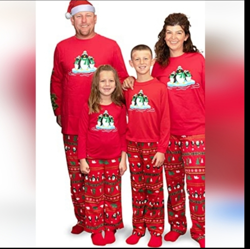 Mad dog concept  Red holiday penguin & polar bear winter pajamas set